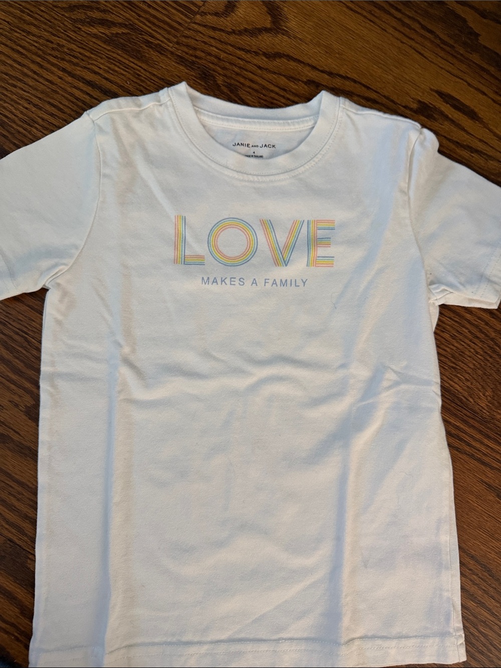 Janie and Jack White "Love Makes a Family" Kids Tee size